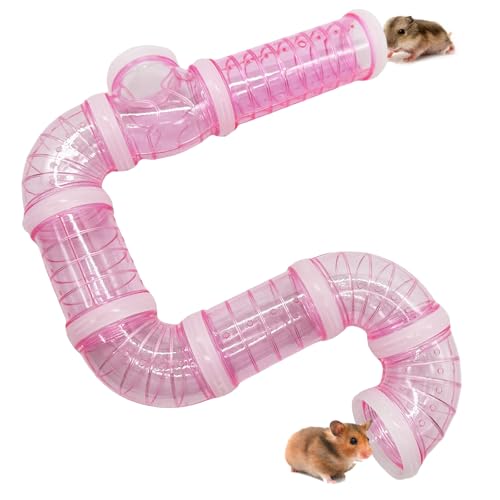 Hamster Tunnel Tube Spielzeug Haustier DIY Sortiertes Spielzeug Transparent Abenteuer Pfeife Spielplatz Übungsset für Maus Hamster und andere Kleintiere (Rosa) von Hamiledyi