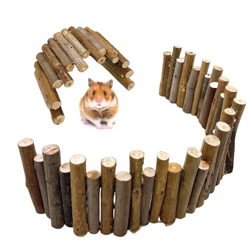 Hamsterbrücke, Holzzaun, Ratte, flexibel, biegsam, Kletterleiter, Käfigzubehör für syrische Hamster, Rennmäuse, Mäuse, Ratten, 50 x 9,9 cm von Hamiledyi