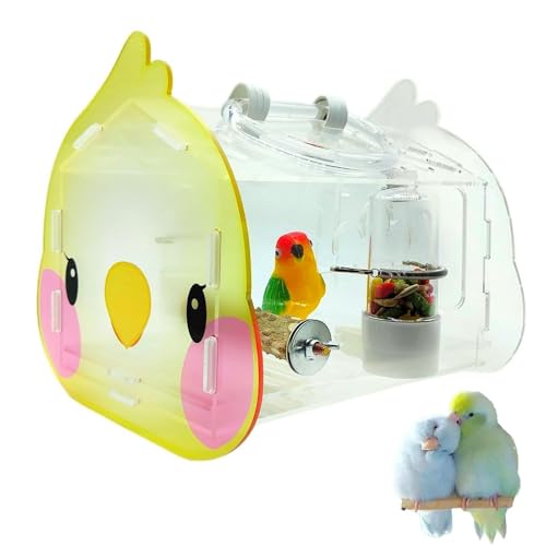 Hamiledyi Kleine Vogeltrage Reisekäfig Transparent Sittich Carrier Rucksack mit Stehstange Tragbarer Outdoor Käfig für Lovebird Papagei Schwalbe Goldfinken von Hamiledyi