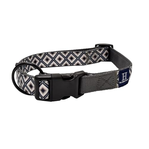 Hamilton Hundehalsband, verstellbar, schwarz, Diamantmuster, Band-Overlay-Kollektion, Haustierhalsband für Hunde, Größe S/M von Hamilton