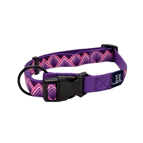 Hamilton Hundehalsband, verstellbar, violett, Diamantmuster, Band-Overlay-Kollektion, Haustierhalsband für Hunde, Größe M/L von Hamilton