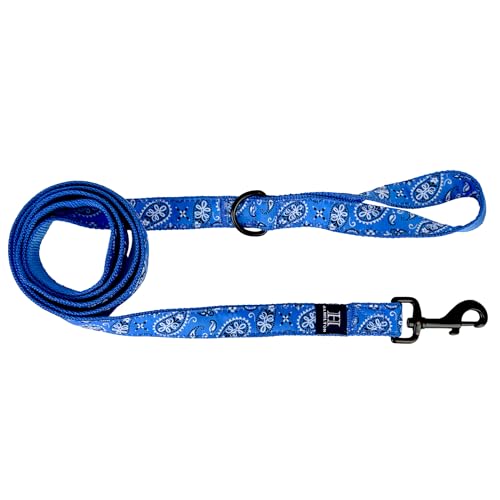 Hamilton Hundeleine, verstellbare blaue Hundeleine, Bandana-Muster, Band-Overlay-Kollektion, Haustierhalsband für Hunde, Größe M/L von Hamilton