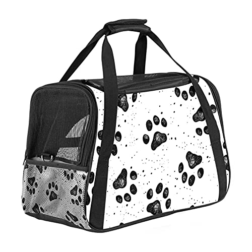 Haustiertasche Katzenabdrücke Transporttasche Für Katzen Und Hunde Faltbare Katzentransportbox Drucken Hundebox Atmungsaktiv Und Sicher 43x26x30 cm von Haminaya