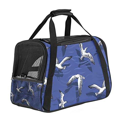 Transporttasche Katze Weiße Vögel Hundetragetasche Faltbare Katzentragetasche Reiseträger Mit Weicher Matratze Für Den Transport Mit Zug/Auto/Flugzeug 43x26x30 cm von Haminaya