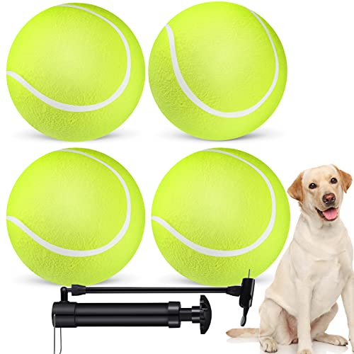 Hanaive 4 Stück großer Tennisball für Hunde, 20.3 cm, aufblasbar, groß, Tennisbälle, Hundespielzeug, riesiger Welpenball, Spielzeug für Spielbälle, Grün, Lieferung unaufgeblasen von Hanaive