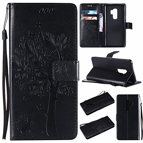 Hancda Hülle für Samsung Galaxy S9 Plus [Nicht für S9], Schutzhülle Leder Tasche Flip Case für Samsung Galaxy S9 Plus Handy Hüllen Lederhülle Magnet Cover für Samsung Galaxy S9 Plus,Hülle Schwarz von Hancda