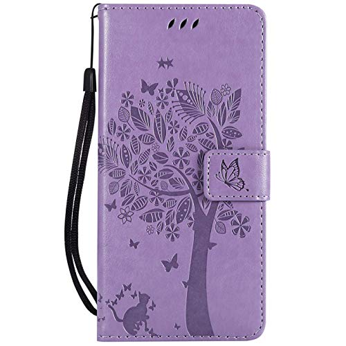 Hancda Hülle für Xiaomi Redmi Note 6 Pro (Nicht für Redmi 6), Schutzhülle Leder Tasche Flip Case Handy Hüllen Lederhülle Magnet Cover für Xiaomi Redmi Note 6 Pro,Hülle Lila von Hancda