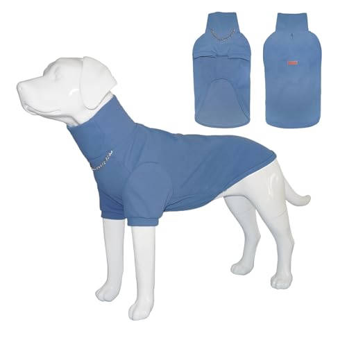 Handwith Hunde-Kapuzenpullover, Hunde-Kapuzen-Sweatshirt mit modischer Windbreaker-Kette, weicher und atmungsaktiver Hunde-Einteiler für mittelgroße und große Hunde (Graublau, L) von Handwith