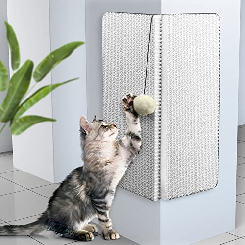Handy Hound Cat Corner Scratcher - Innovative Katzenkratzmatte für Wand und Ecke - Langlebiger und lustiger Katzen-Wandkratzer für scharfe Krallen - Weiß von Handy Hound