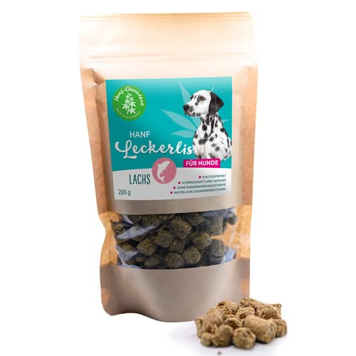 Hundeleckerli, Hanfeckerli, Hundesnack, Lachs Leckerei für Hunde - Lachsgeschmack 200g-Hanföl für Hunde, Snack, 100% Natur von Hanf-Gesundheit