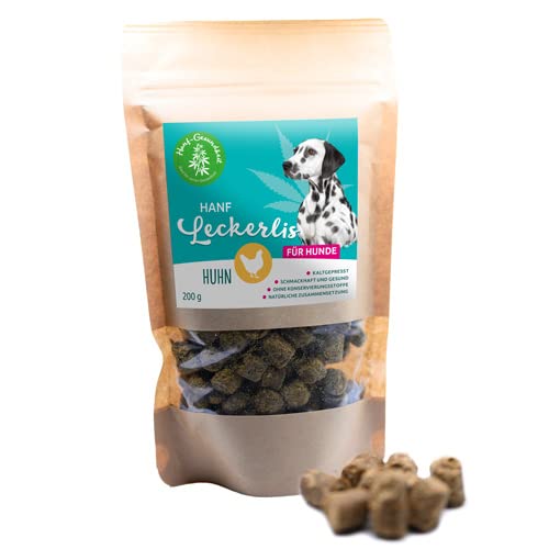 Hundeleckerli, Hanfeckerli, Hundesnack, Huhn Leckerei für Hunde - Huhngeschmack 200g-Hanföl für Hunde, Snack, 100% Natur von Hanf-Gesundheit