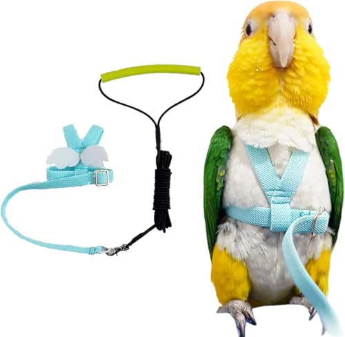 Hanjiajia Pet Parrot Bird Geschirr, Zugseil, verstellbar, Vogel, Flight, Geschirr, Zugseil mit schönen Flügeln für Papagei, Taube von Hanjiajia