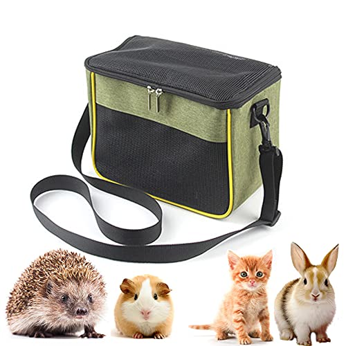 HanryDong Kleintier Outdoor Tasche für Meerschweinchen, Igel, atmungsaktive Hamstertrage mit Kunststoffnetz, Reise-Schultertasche für Baby, Katze, Kätzchen, Kaninchen, Chinchillas. von HanryDong