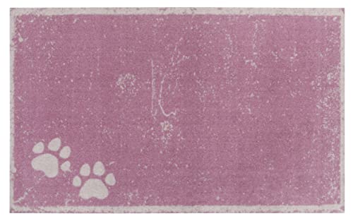 Hanse Home Haustiere Schüssel Untersetzer – Essschale für Hundedecke wasserdicht pflegeleicht rutschfeste Pfotendesign für Innen- und Außenbereich für Hundeschale – rosa Creme, 50 x 80 cm von Hanse Home