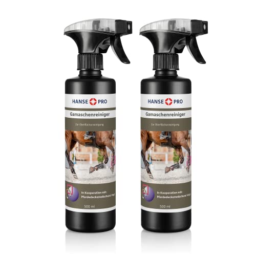 Hanse Pro Gamaschen-Reiniger, 2 x 500 ml I Reinigung, Schutz und Pflege von Reit-Zubehör I praktisches Spray I Pferde-Sport I ideal für Kunststoff, Kunstleder, Leder von Hanse Pro