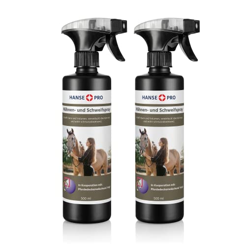 Hanse Pro Mähnen- und Schweifspray, 2 x 500 ml I Fell-Pflege I Mähnen-Pflege I Pflege-Mittel für Pferde I erleichtert das Kämmen von Hanse Pro