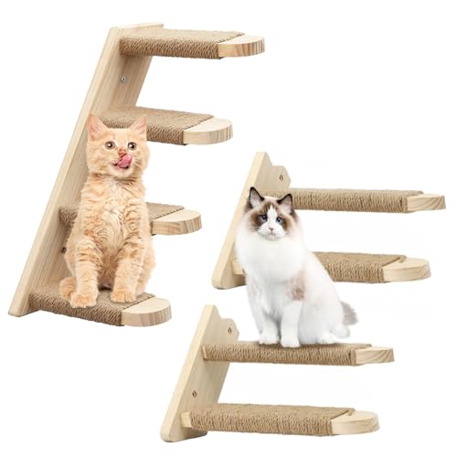 Hanured Kletterwand Katzen, Katzentreppe Wand, Katzentreppe mit Natürlicher Jute für die Wand, für Katze Klettern Spielen Faulenzen von Hanured