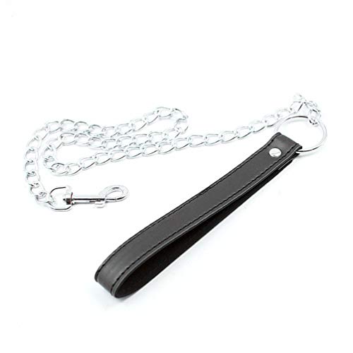 Hanyi PU Leder Leine mit Kette SM Bondage Leine Haustier Hundeleine Führungsleine, Schwarz von Hanyi