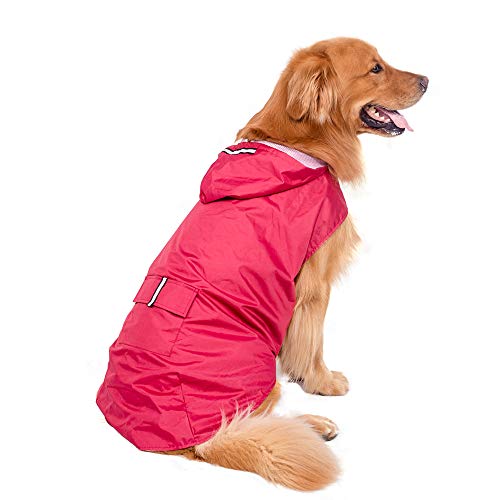 5XL Reflektierende Haustierhund Regenmantel Regenmantel Regenbekleidung mit Leinenloch Regenmantel Verstellbares Haustier Wasserdicht (Rose Red 5XL) von Haofy