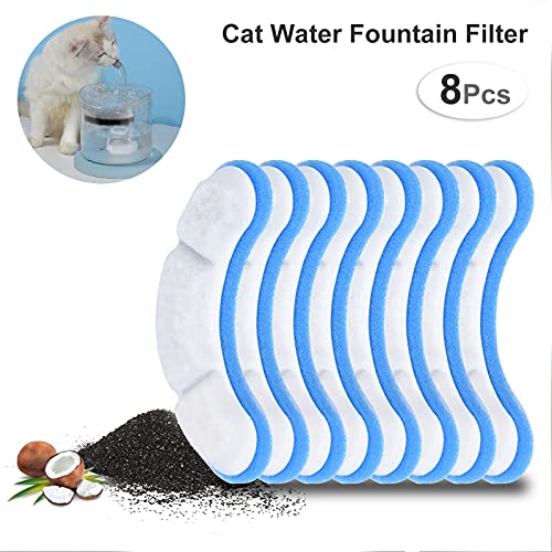 8pcs Pet Water Fountain Filter für 61 Unzen/1,8 L Transparenter Katzenwasserbrunnenfilter Pet Fountain Aktiviertes Kohlenstofffilterersatzfilter von Haofy