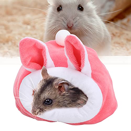 Haustier Hamster Warmes Bett Haus Cusion Fleece Hütte Hängende Käfig Süßes Spielzeugnest für Mini Kleines Tier (Kaninchenmuster) von Haofy