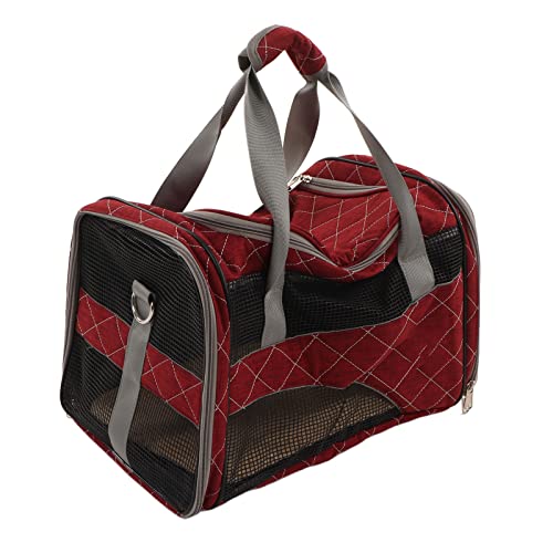 Hundetrage-Reisetasche, Multi-Grid-Design, Extra Großes Fenster, Zusammenklappbar, Stilvoll, für Hunde Im Freien (Wine RED) von Haofy