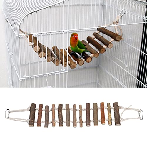 Seilholz Leiter Schwung Spielzeug Hanging Bridge Bird Vogel Haustier Kaut Spielzeug Bird Ladder Bridge, Interaktives Vogelspielzeug für Kleine Bis Mittlere Vögel, Cockatiels von Haofy