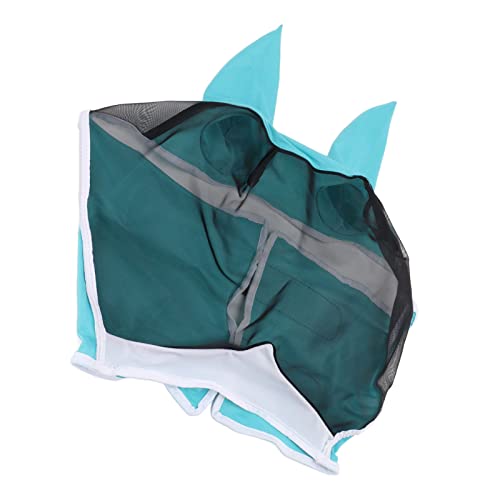 Vollgesichts-Mesh-Maske, Pferdefliegenmaske Mesh-Fliegenmaske Elastische Pferdegesichtsmaske mit Ohren (Blau) von Haofy