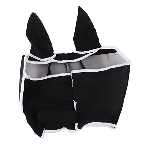 Vollgesichts-Mesh-Maske, Pferdefliegenmaske Mesh-Fliegenmaske Elastische Pferdegesichtsmaske mit Ohren (Schwarz) von Haofy