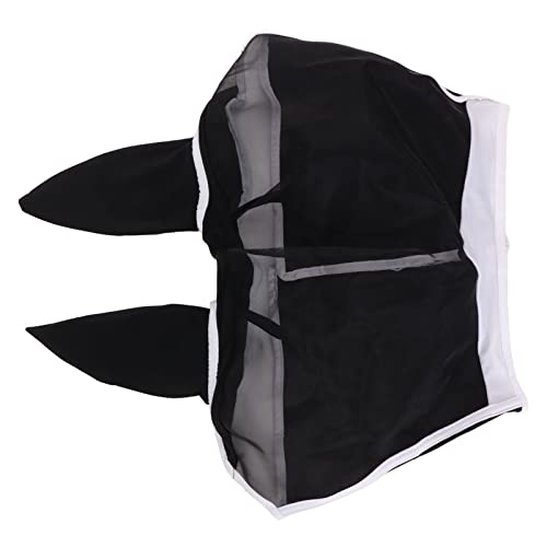 Vollgesichts-Mesh-Maske, Pferdefliegenmaske Mesh-Fliegenmaske Elastische Pferdegesichtsmaske mit Ohren (Schwarz) von Haofy