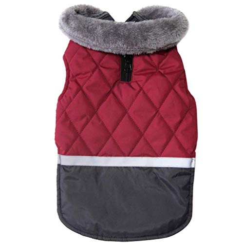 Haojie Fleece Collar Reversible Hundemäntel Outfit Kleidung für kleine mittelgroße Hunde wasserdichte warme Hundejacke für den kalten Winter (XL, rot) von Haojie