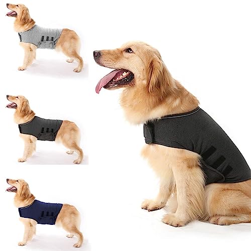 Anti-Angst-Hundejacke Hund Beruhigungsmantel Haustier Stressabbau Hemd Warme Beruhigungsweste Leichte Donner Hund Wickel Hund Angst Jacke (Dunkelgrau M) von Haokaini