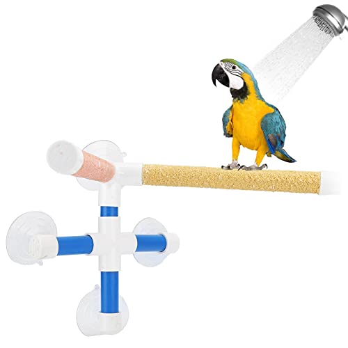 Haokaini Vogel Bad Barsch Papagei Trainingsstand Papageien Fensterdusche Stehende Stange mit Saugnapf Vogel Barsch Spielzeug für Ara Kakadu Lovebirds Sittich Conure von Haokaini