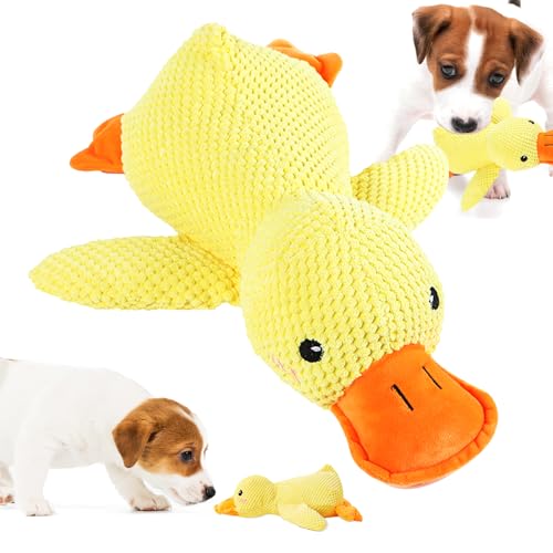 Haokelai Anti Stress Ente Hund, 2025 New Hundespielzeug Ente, Anti Stress Ente, Quietschendes Plüsch-Spielzeug, Pfotenmond Ente, Anti Stress Ente Für Hunde (25×22cm) von Haokelai