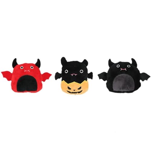 3er-Pack Halloween-Katzenminze-Plüschtier-Set – Teufels-, Fledermaus- und Kürbis-Designs mit Knisterpapier für interaktives Spielen, perfektes Halloween-Katzenspielzeug von Haourlife