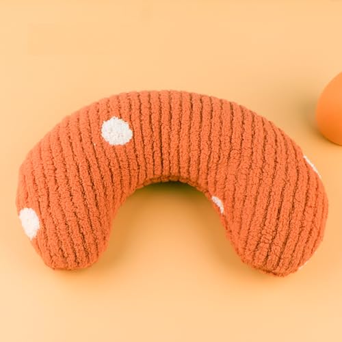 Kleines Kissen für Katzen und Welpen, ultraweich, warm, flauschig, beruhigendes Spielzeug, halber Donut-Kuscheltier zur Gelenkentlastung, Schlafverbesserung, maschinenwaschbar, Orange von Haourlife