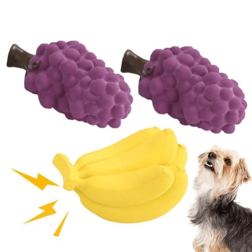 Haustierpupfspielzeug 3pcs Weicher Latex Fruchtform Hund Quietschende Kauspielzeug Unzerstörbar Harte, Quietschende Obstspielzeug Für Zahnen Langeweile von Haowul