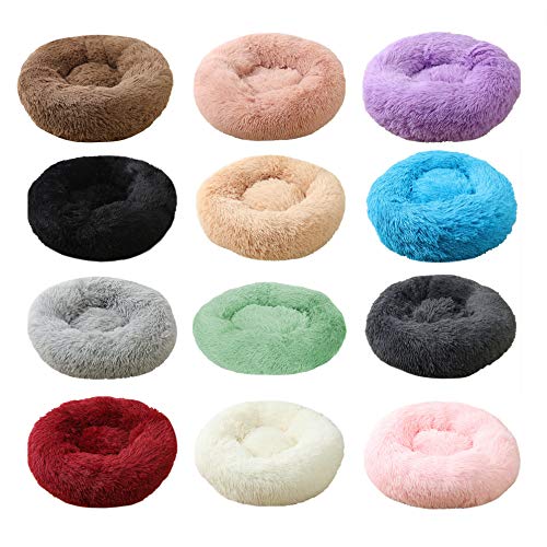 Donut Bett für Katzen und Hunde, Gemütliches Hundebett, Flauschiges Haustierbett, Selbstwärmend und Gemütlich, für große Mittel Hunde - Braun Ø 70cm von Haoye