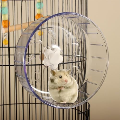 Hamster-Übungsräder, 6,7 Zoll, geräuschlos, transparent, Hamster-Laufrad für Hamster, Rennmäuse, Mäuse oder andere kleine Tiere 17 cm großes transparentes Laufrad von Hapihom