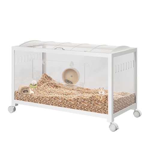 Hamsterkäfig, Metall Rattenkäfig, 360°-Sicht Kleintierkäfig Groß, 97L x 47W x 51H cm Hamstervilla aus Acrylglas, Ausreichende Belüftung transparenter Hamsterlebensraum für Ratten, Meerschweinchen-Weiß Hamsterkäfig, Metall Rattenkäfig, 360°-Sicht Kleintierkäfig Groß, 97L x 47W x 51H cm Hamstervilla aus Acrylglas, Ausreichende Belüftung transparenter Hamsterlebensraum für Ratten, Meerschweinchen-Weiß von Hapihom