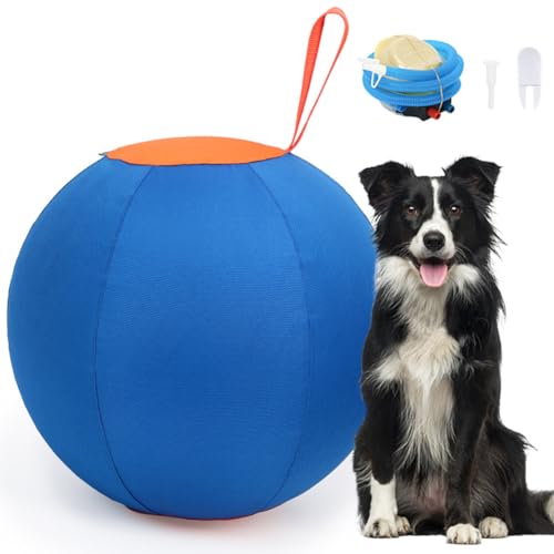 Hapihom 17,7" Hüteball für Hunde, großer Hüteball für Hunde mit Luftpumpe zum Spielen, Hüteballspielzeug für Pferde, Stallspielzeug, Outdoor-Training Blau von Hapihom