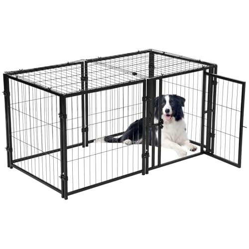 Hundekäfig Hochbelastbar, 122 x 61 x 61cm Hundebox mit 2 Türen, Flexibel Welpenauslauf Outdoor Indoor, Metall Hundezwinger für Große und mittlere Hunde Hundekäfig Hochbelastbar, 122 x 61 x 61cm Hundebox mit 2 Türen, Flexibel Welpenauslauf Outdoor Indoor, Metall Hundezwinger für Große und mittlere Hunde von Hapihom