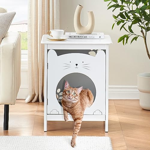 Katzenhaus, Katzenschrank für Katzentoilette, Katzenklo verstecken mit Einzeltür, 47,5 × 50,8 × 60,5 cm großer Stauraum Katzenhöhle, Holz Katzenkommode Nachttisch Beistelltisch für Sofa - A Katzenhaus, Katzenschrank für Katzentoilette, Katzenklo verstecken mit Einzeltür, 47,5 × 50,8 × 60,5 cm großer Stauraum Katzenhöhle, Holz Katzenkommode Nachttisch Beistelltisch für Sofa - A von Hapihom