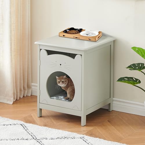 Katzenhaus, Katzenschrank für Katzentoilette, Katzenklo verstecken mit Einzeltür, 47,5 × 50,8 × 60,5 cm großer Stauraum Katzenhöhle, Holz Katzenkommode Nachttisch Beistelltisch für Sofa - B Katzenhaus, Katzenschrank für Katzentoilette, Katzenklo verstecken mit Einzeltür, 47,5 × 50,8 × 60,5 cm großer Stauraum Katzenhöhle, Holz Katzenkommode Nachttisch Beistelltisch für Sofa - B von Hapihom