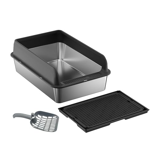 Katzenklo Edelstahl, Katzentoilette Edelstahl 30L mit Schaufel & Trittbrett, 60L x 40W x 30H cm XXL Katzenklo mit hohem Rand, Antihaft Cat Litter Box für große Katzen, Kaninchen - B Katzenklo Edelstahl, Katzentoilette Edelstahl 30L mit Schaufel & Trittbrett, 60L x 40W x 30H cm XXL Katzenklo mit hohem Rand, Antihaft Cat Litter Box für große Katzen, Kaninchen - B von Hapihom