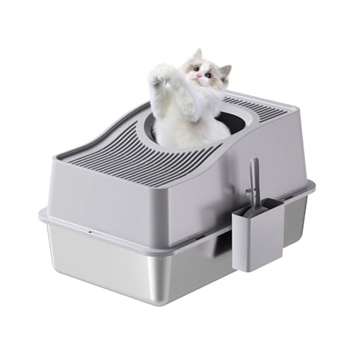 Katzentoilette aus Edelstahl mit Deckel, geschlossene Katzentoilette mit Katzenstreumatte und Schaufel, extra große Katzentoiletten mit hohen Seitenwänden, leicht zu reinigen, abnehmbar Katzentoilette aus Edelstahl mit Deckel, geschlossene Katzentoilette mit Katzenstreumatte und Schaufel, extra große Katzentoiletten mit hohen Seitenwänden, leicht zu reinigen, abnehmbar von Hapihom