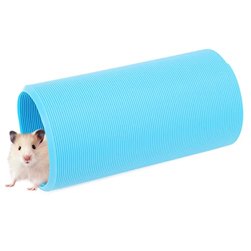 Ausziehbar Hamster Rohr, Kunststoff Tier Tunnel, 10x100cm Klein Haustierkäfig Spieltunnel für Meerschweinchen, Murmeltier, Igel, Chinchillas, Ratten, Frettchen, Degus und Zwergkaninchen(Blau) von Hapivida