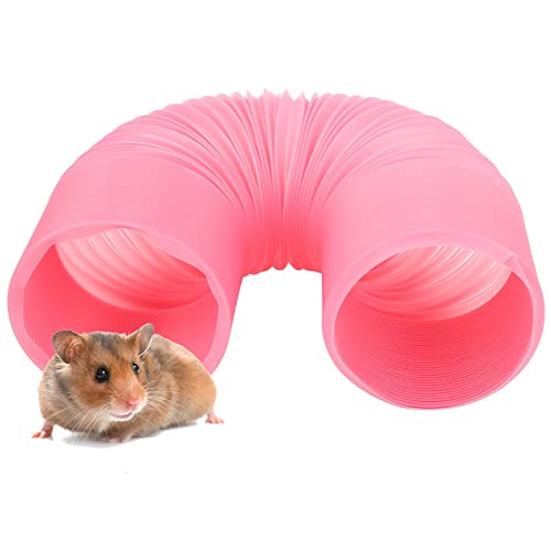 Ausziehbar Hamster Rohr, Kunststoff Tier Tunnel, 10x100cm Klein Haustierkäfig Spieltunnel für Meerschweinchen, Murmeltier, Igel, Chinchillas, Ratten, Frettchen, Degus und Zwergkaninchen(Rosa) von Hapivida