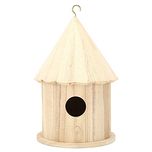 Hängende Vogelhaus Feeder Runde Holz Kreative Vogelhaus Scheune Vogelhaus Garten Hinterhof Balkon Anhänger Vogelhaus für kleine Vögel DIY Vogelkäfig Herstellung oder Dekoration von Hapivida