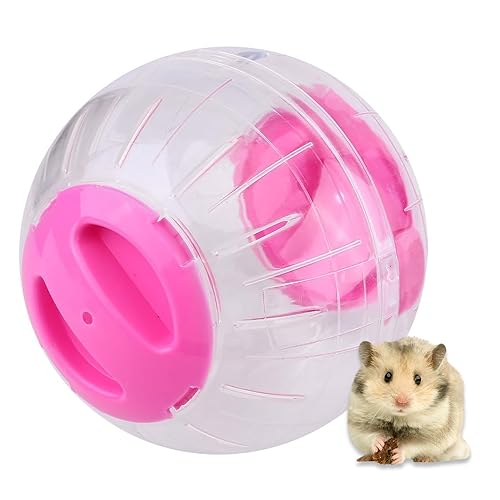 Hamsterball, Ø 12cm Hamster Laufball Hamsterball Übungsball Sportball Kunststoff Rolle Kugel Laufkugel Joggingball Kleintiere Spielzeug für Hamster Ratten Rennmäuse (Rosa) von Hapivida